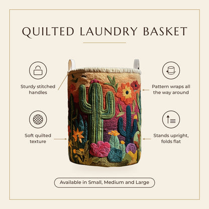 Quilted Laundry Basket - Cactus Horizon features infographic