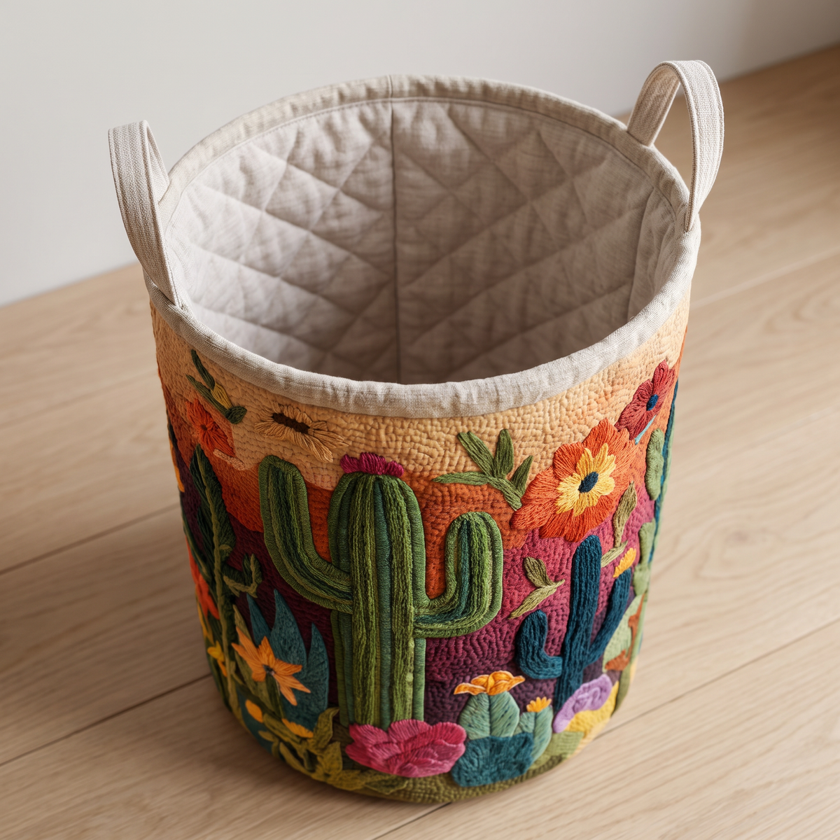 Quilted Laundry Basket - Cactus Horizon