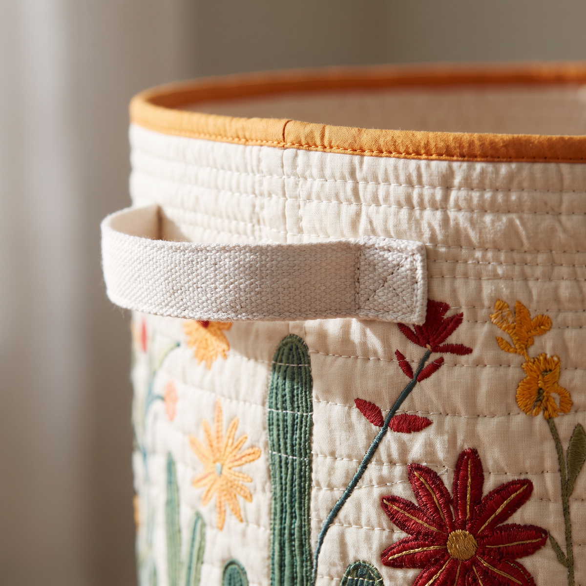 Quilted Laundry Basket - Cactus Sunset