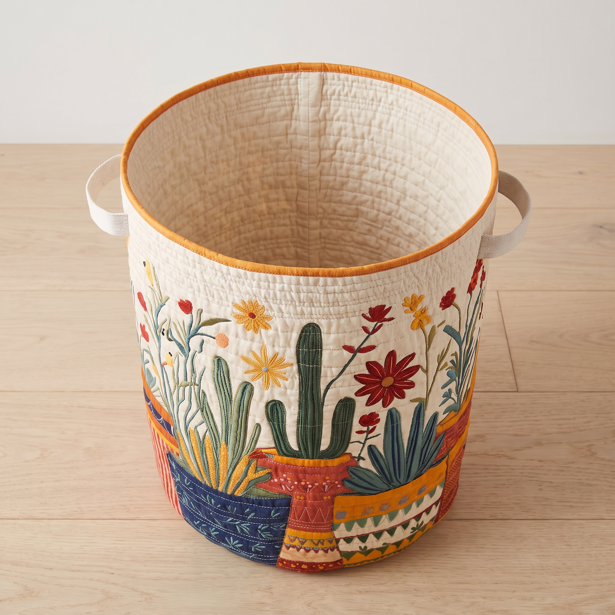 Quilted Laundry Basket - Cactus Sunset