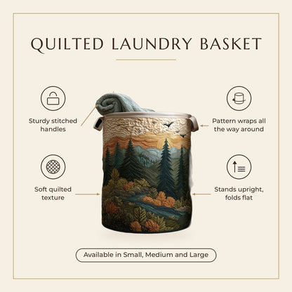 Quilted Laundry Basket - Calm Pines features infographic
