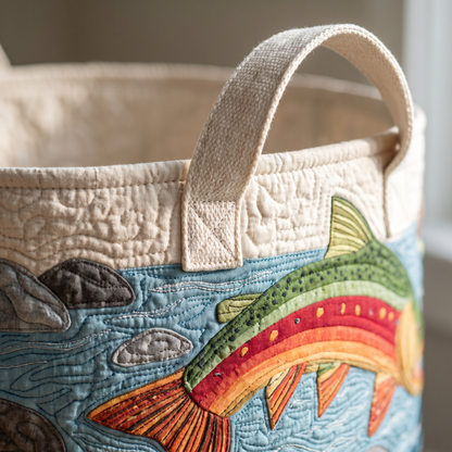 Quilted Laundry Basket - Calm Stream