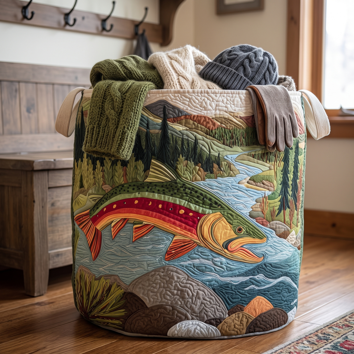 Quilted Laundry Basket - Calm Stream