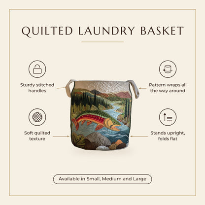 Quilted Laundry Basket - Calm Stream features infographic
