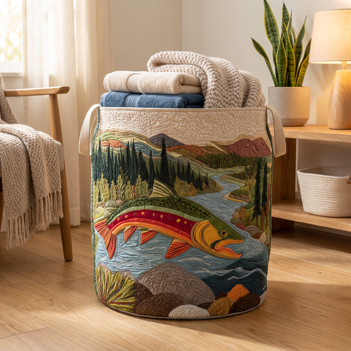 Quilted Laundry Basket - Calm Stream