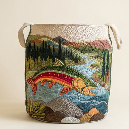 Quilted Laundry Basket - Calm Stream, studio photo