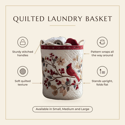 Quilted Laundry Basket - Carmine Leaves features infographic