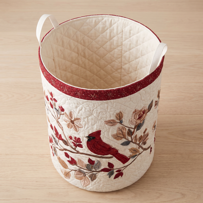 Quilted Laundry Basket - Carmine Leaves