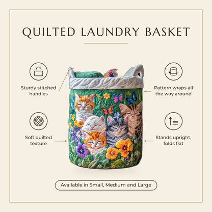 Quilted Laundry Basket - Cat Cuddle Corner features infographic
