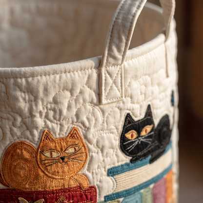 Quilted Laundry Basket - Cat