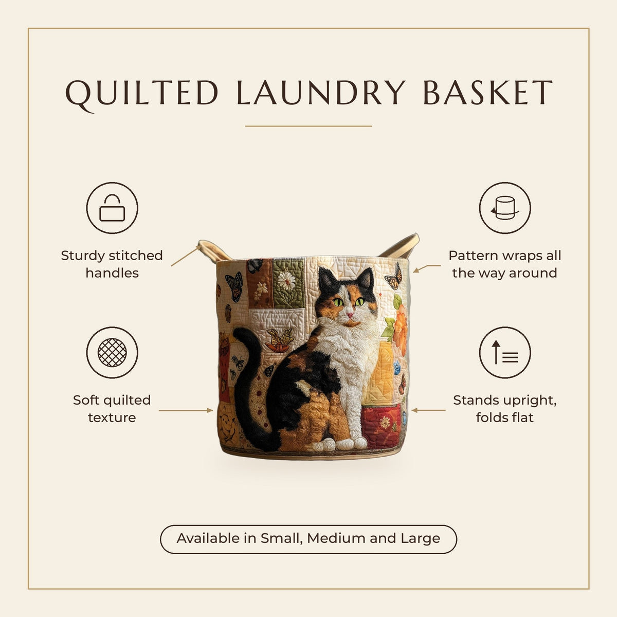 Quilted Laundry Basket - Cat Dreams features infographic