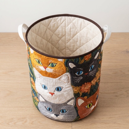 Quilted Laundry Basket - Cat Meadow