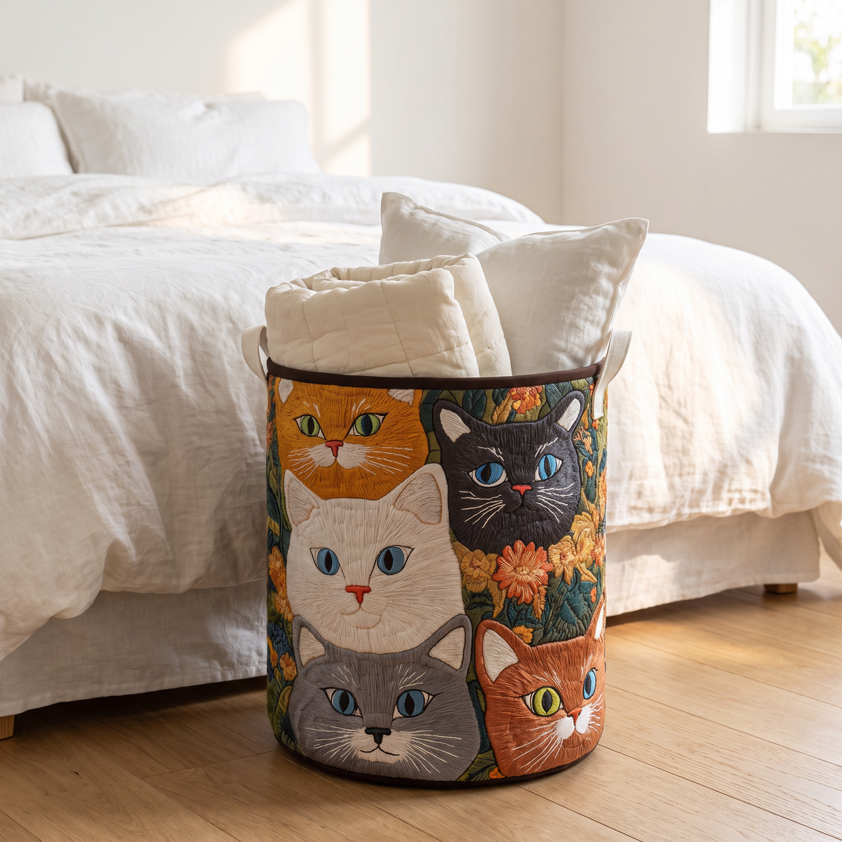 Quilted Laundry Basket - Cat Meadow