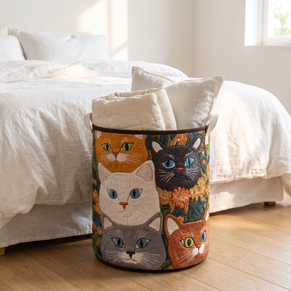Quilted Laundry Basket - Cat Meadow