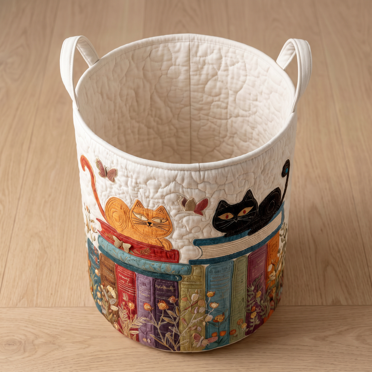 Quilted Laundry Basket - Cat