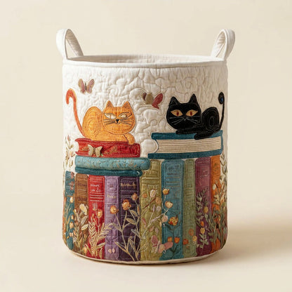 Quilted Laundry Basket - Cat, studio photo