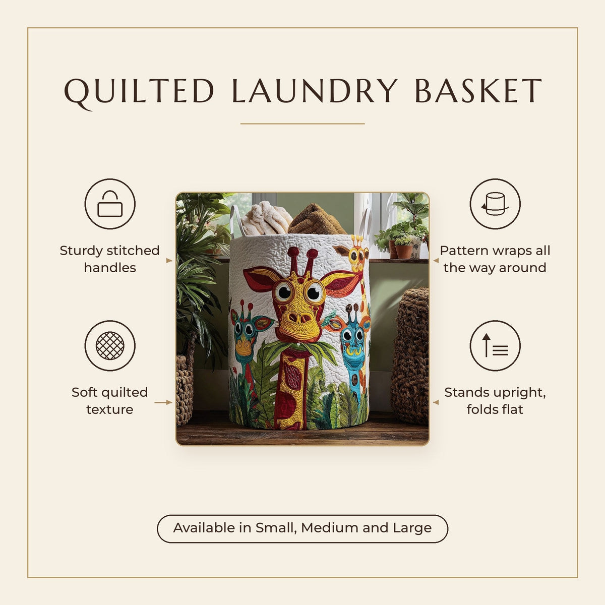 Quilted Laundry Basket - Catch Me If You Can features infographic