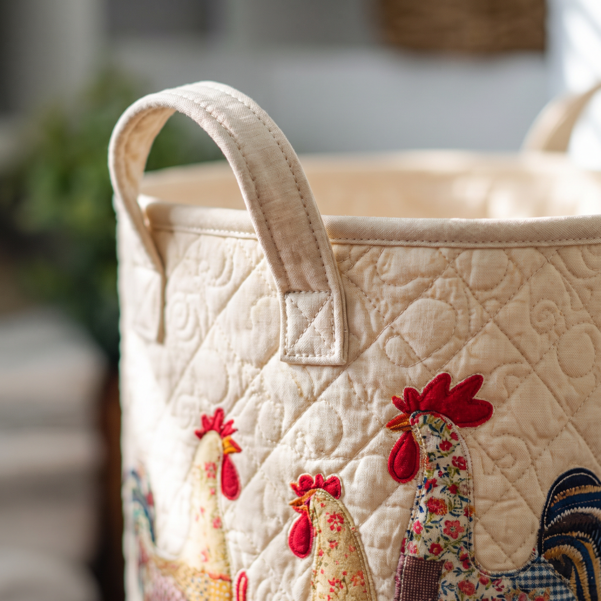 Quilted Laundry Basket - Cheerful Chicken Coop