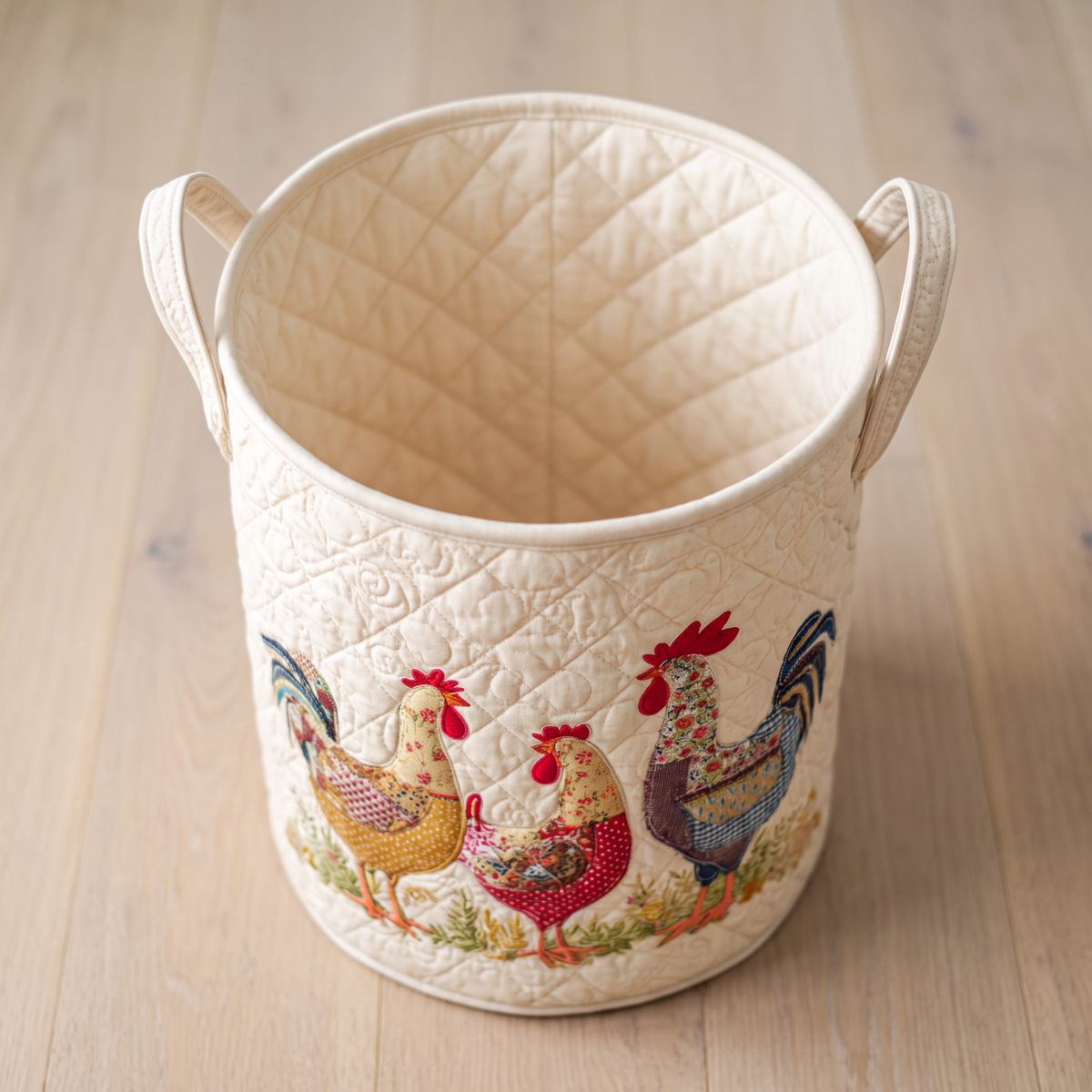 Quilted Laundry Basket - Cheerful Chicken Coop