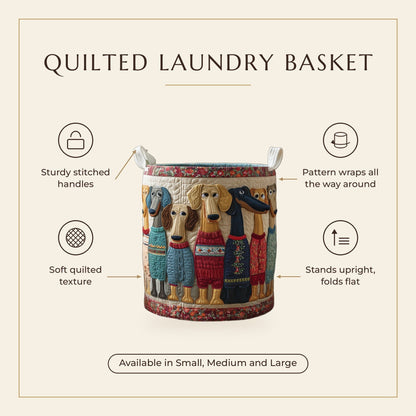 Quilted Laundry Basket - Cheerful Whiskers features infographic