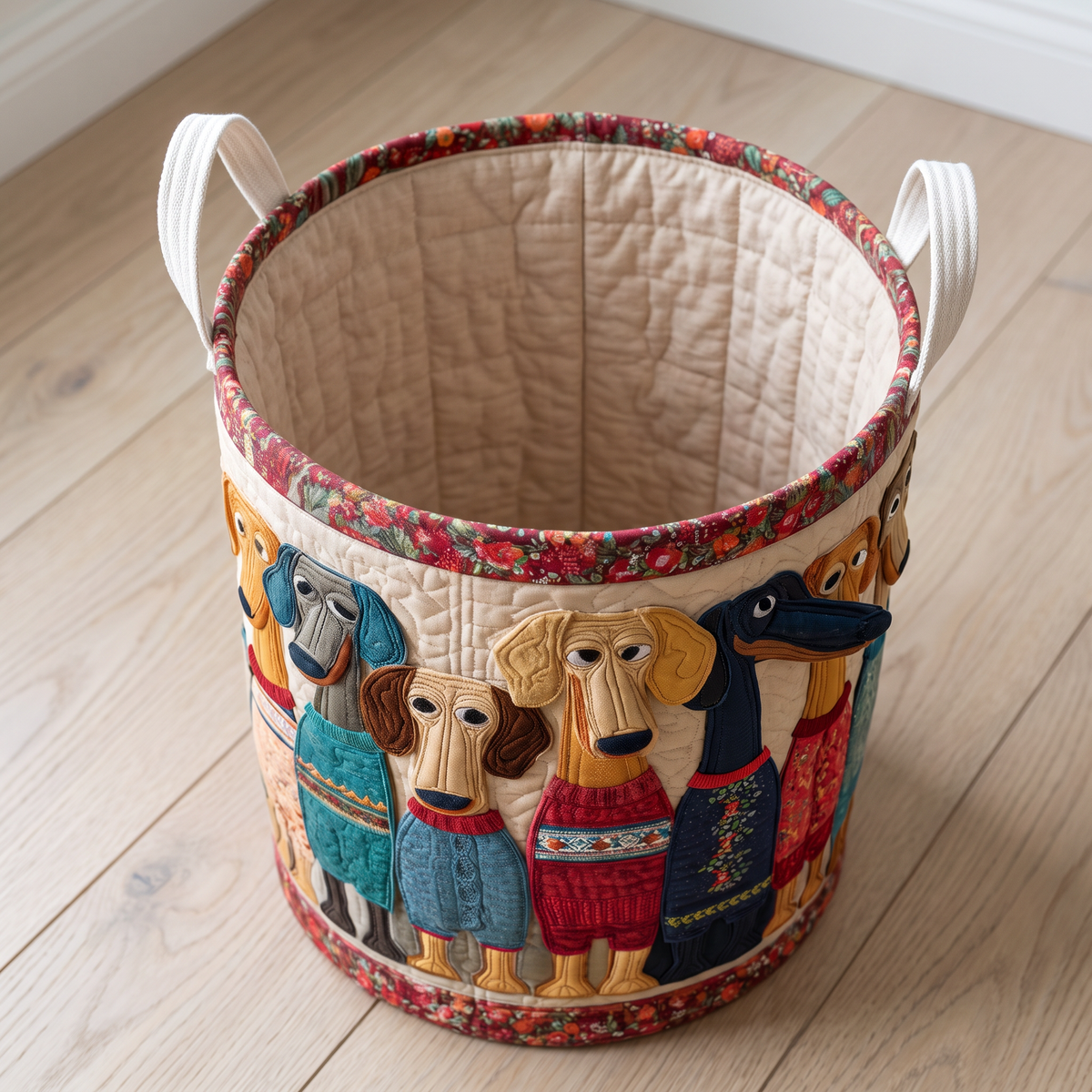 Quilted Laundry Basket - Cheerful Whiskers