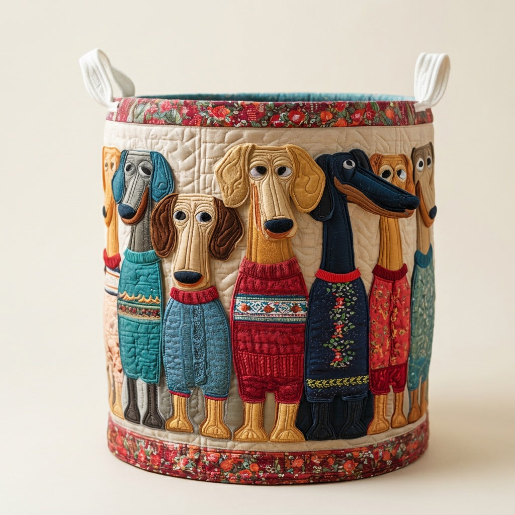 Quilted Laundry Basket - Cheerful Whiskers, studio photo