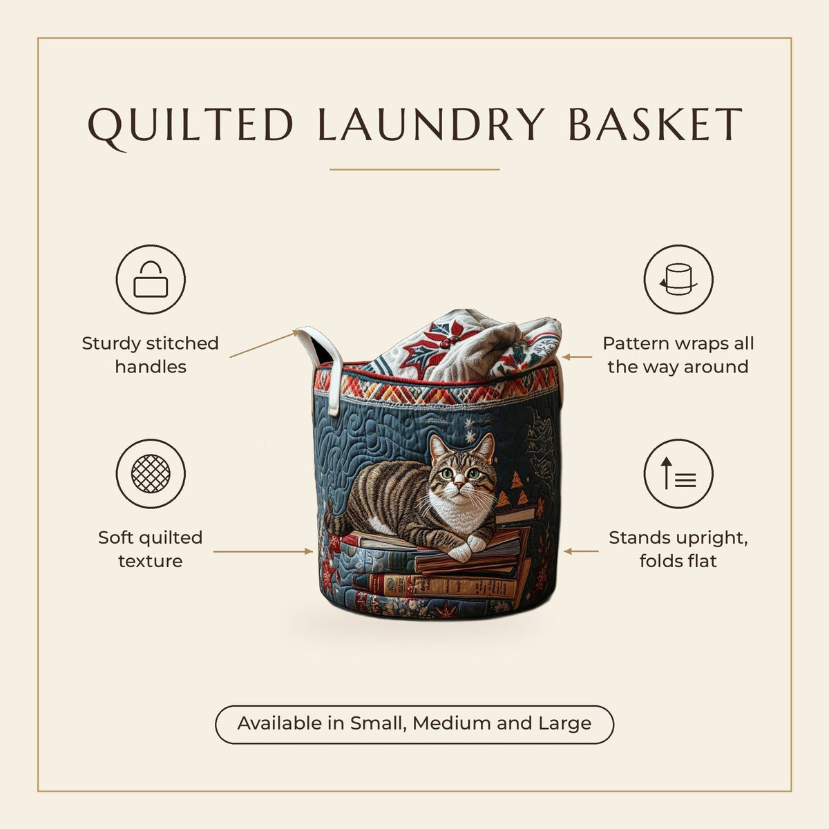 Quilted Laundry Basket - Christmas Pattern features infographic