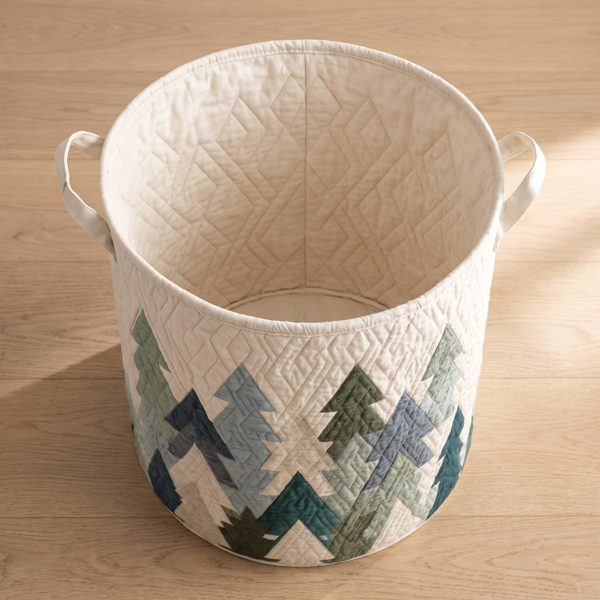 Quilted Laundry Basket - Christmas Trees