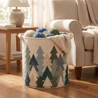 Quilted Laundry Basket - Christmas Trees