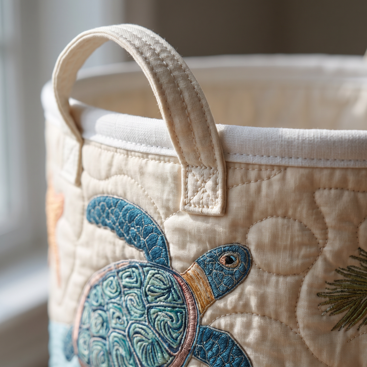 Quilted Laundry Basket - Coastal Harmony