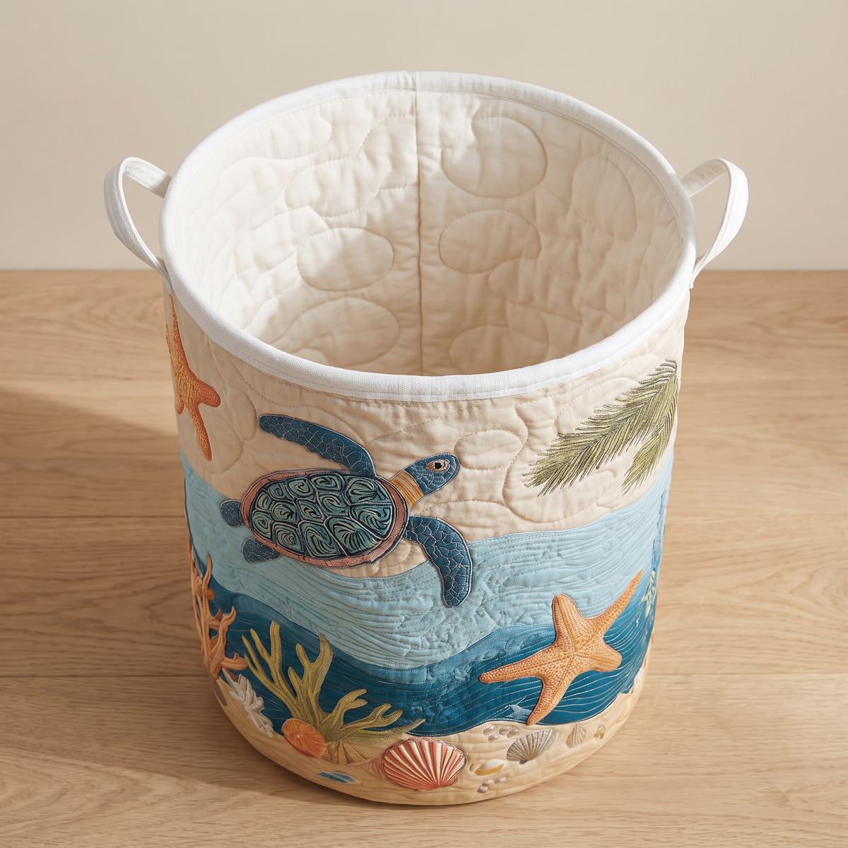 Quilted Laundry Basket - Coastal Harmony