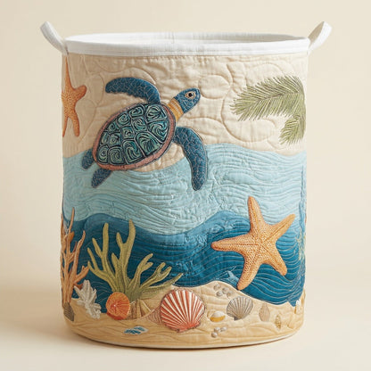 Quilted Laundry Basket - Coastal Harmony, studio photo