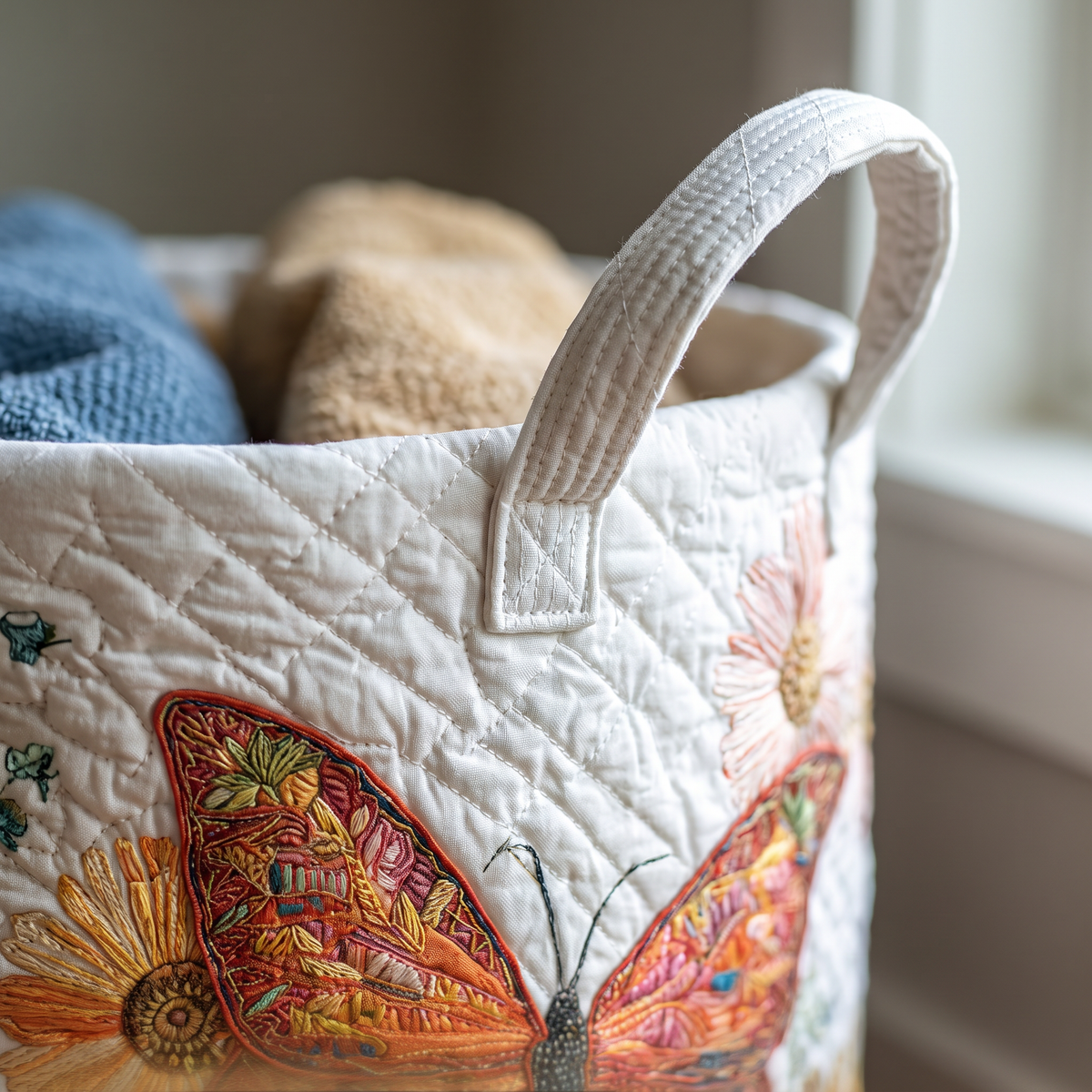 Quilted Laundry Basket - Colorful Beauty