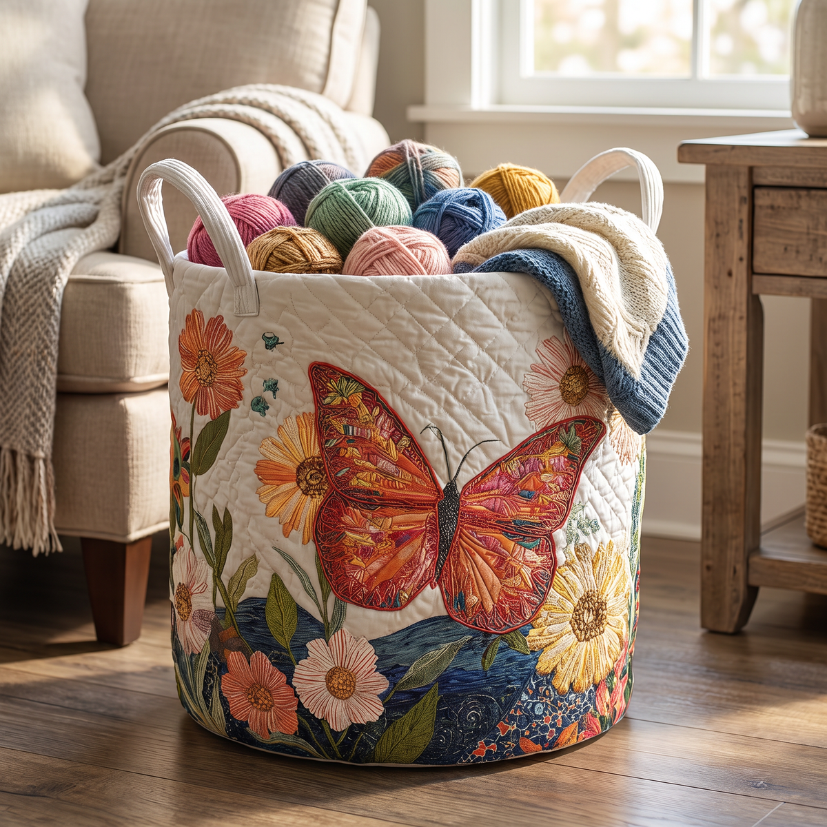 Quilted Laundry Basket - Colorful Beauty