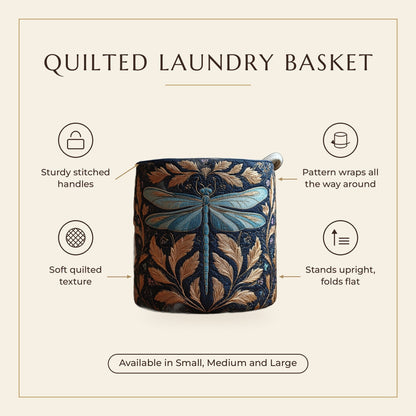 Quilted Laundry Basket - Colorful Dragonfly features infographic