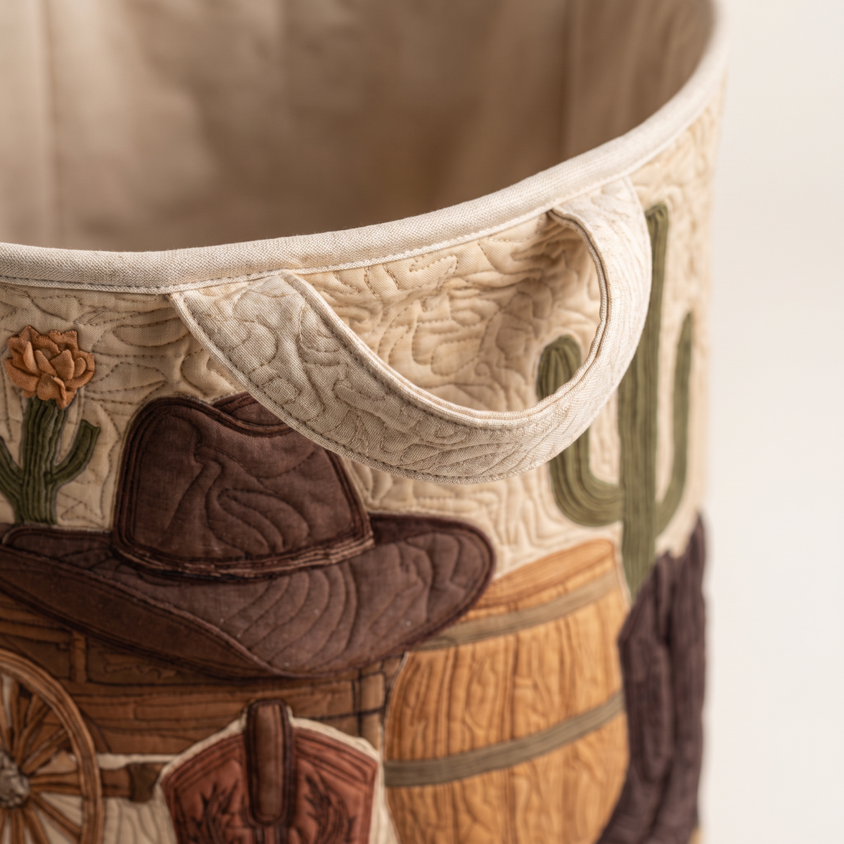 Quilted Laundry Basket - Cowboy Sunset