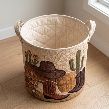 Quilted Laundry Basket - Cowboy Sunset