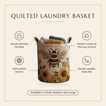 Quilted Laundry Basket - Cozy Bee features infographic