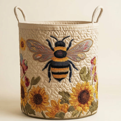 Quilted Laundry Basket - Cozy Bee, studio photo