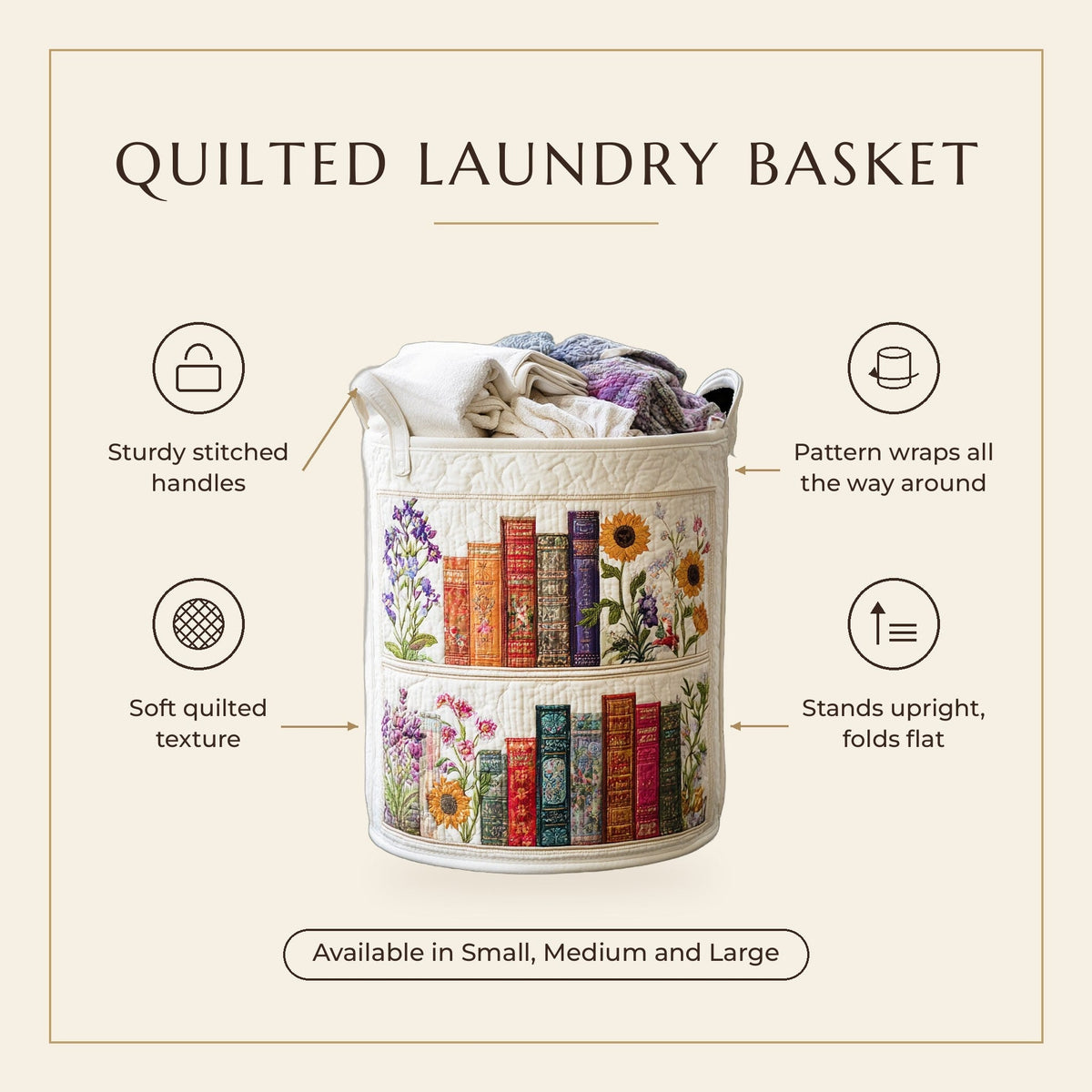 Quilted Laundry Basket - Cozy Cocoon features infographic