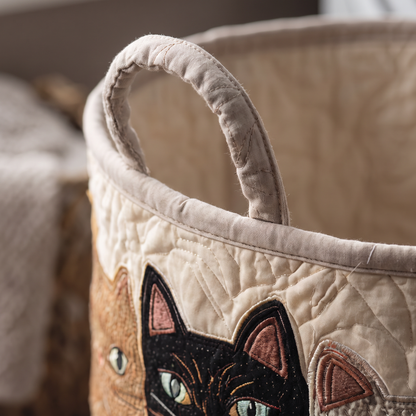 Quilted Laundry Basket - Cozy Purr
