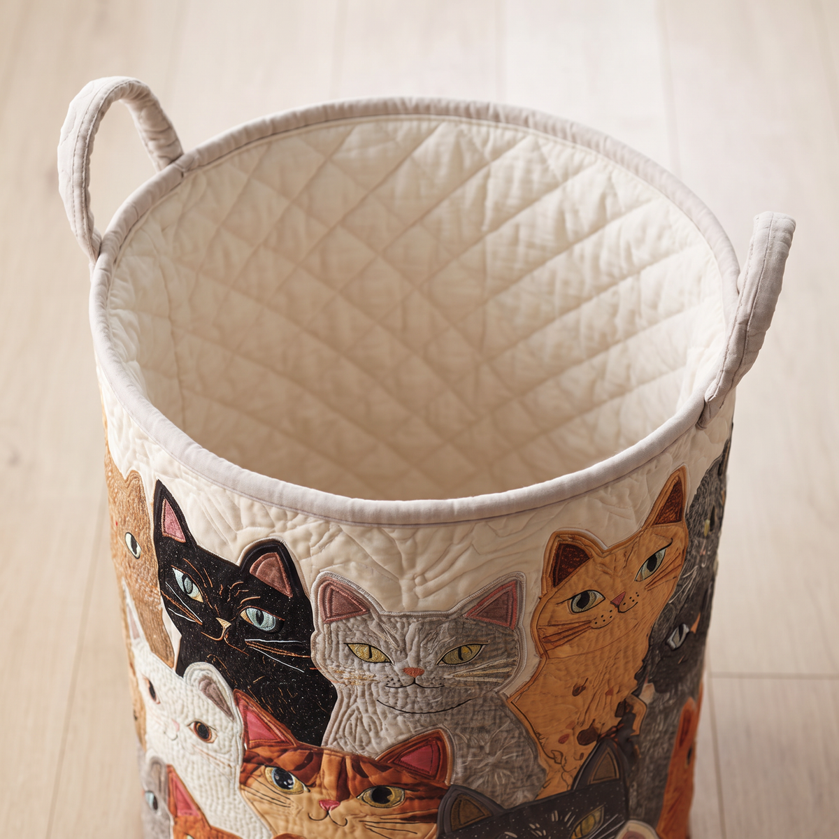 Quilted Laundry Basket - Cozy Purr