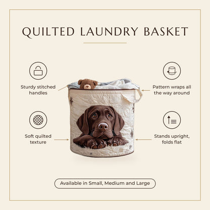 Quilted Laundry Basket - Cuddle Puppy features infographic