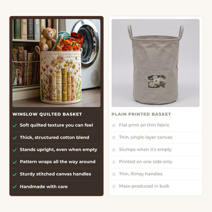 Quilted Laundry Basket - Daily Stories compared with a plain printed basket