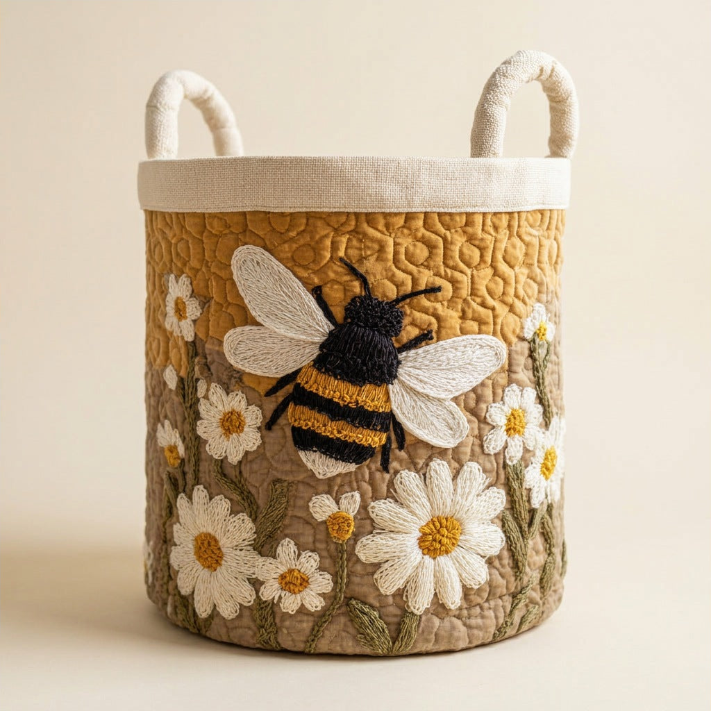 Quilted Laundry Basket - Daisy & Bee, studio photo