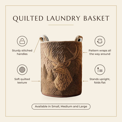 Quilted Laundry Basket - Deer features infographic