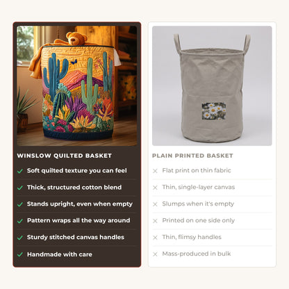 Quilted Laundry Basket - Desert Spirit compared with a plain printed basket