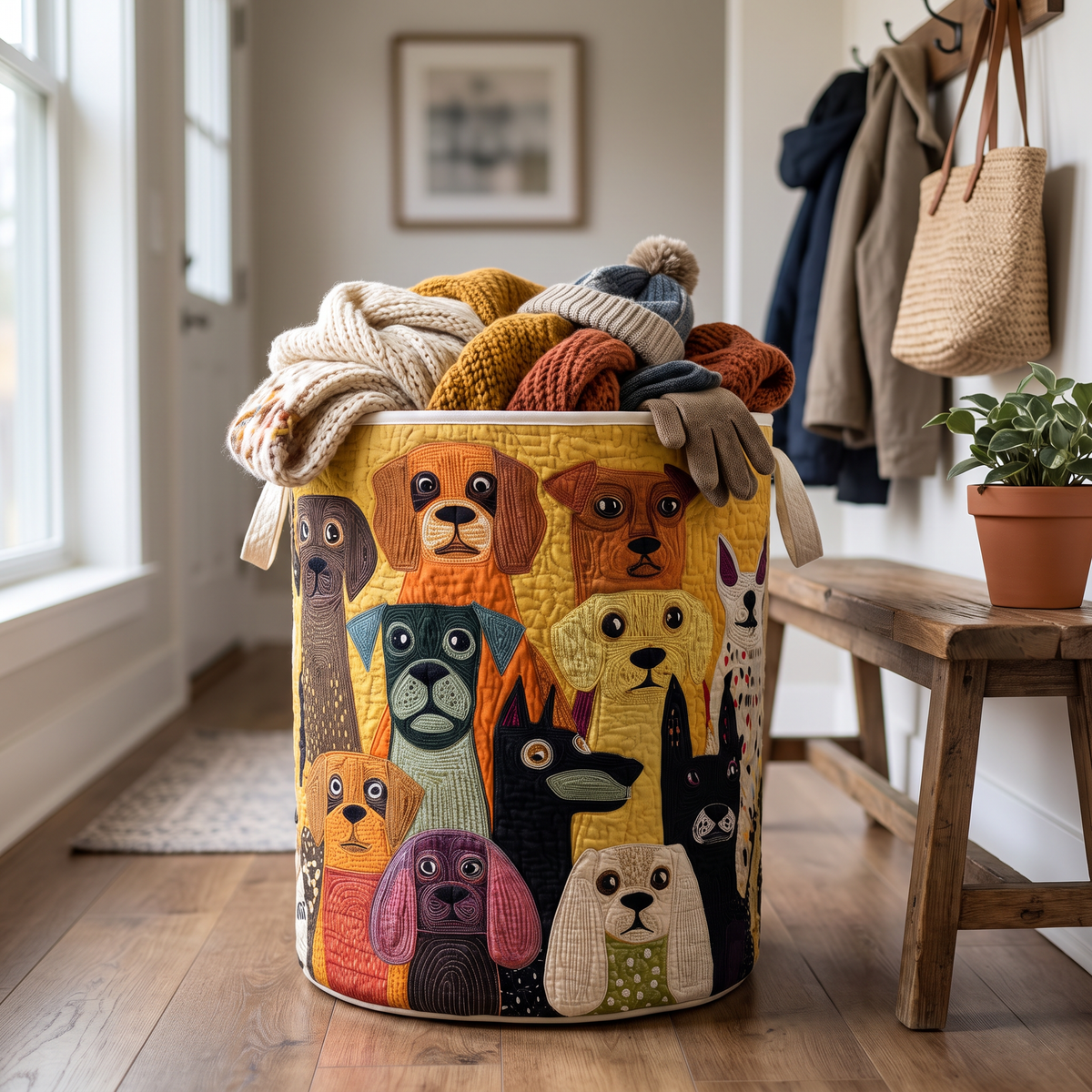 Quilted Laundry Basket - Dog Magic