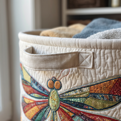 Quilted Laundry Basket - Dragonfly Pattern