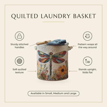 Quilted Laundry Basket - Dragonfly Pattern features infographic
